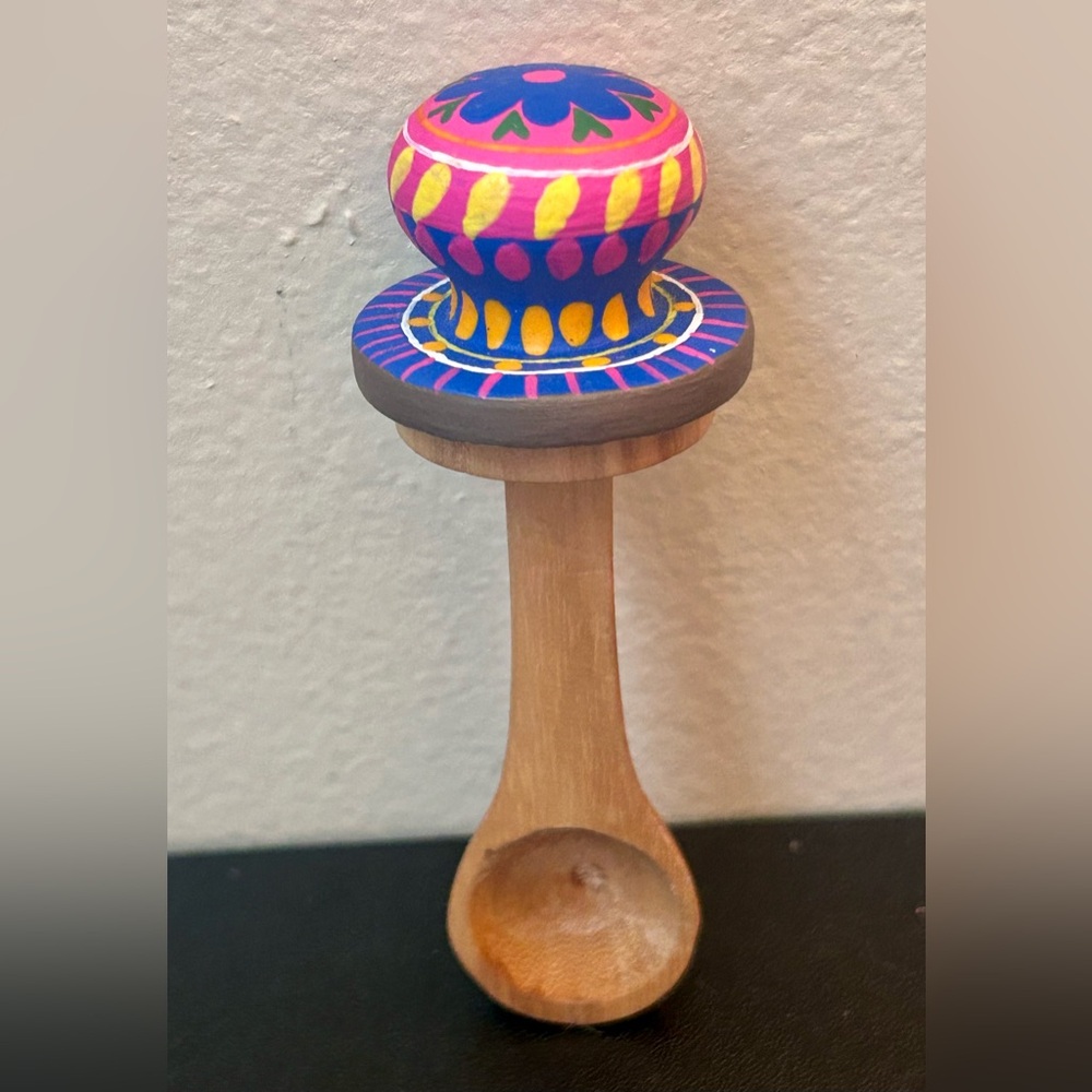 Mexican Hand-Painted Decorative Wooden Spoon Folk Art Festive Cute Small Mini
